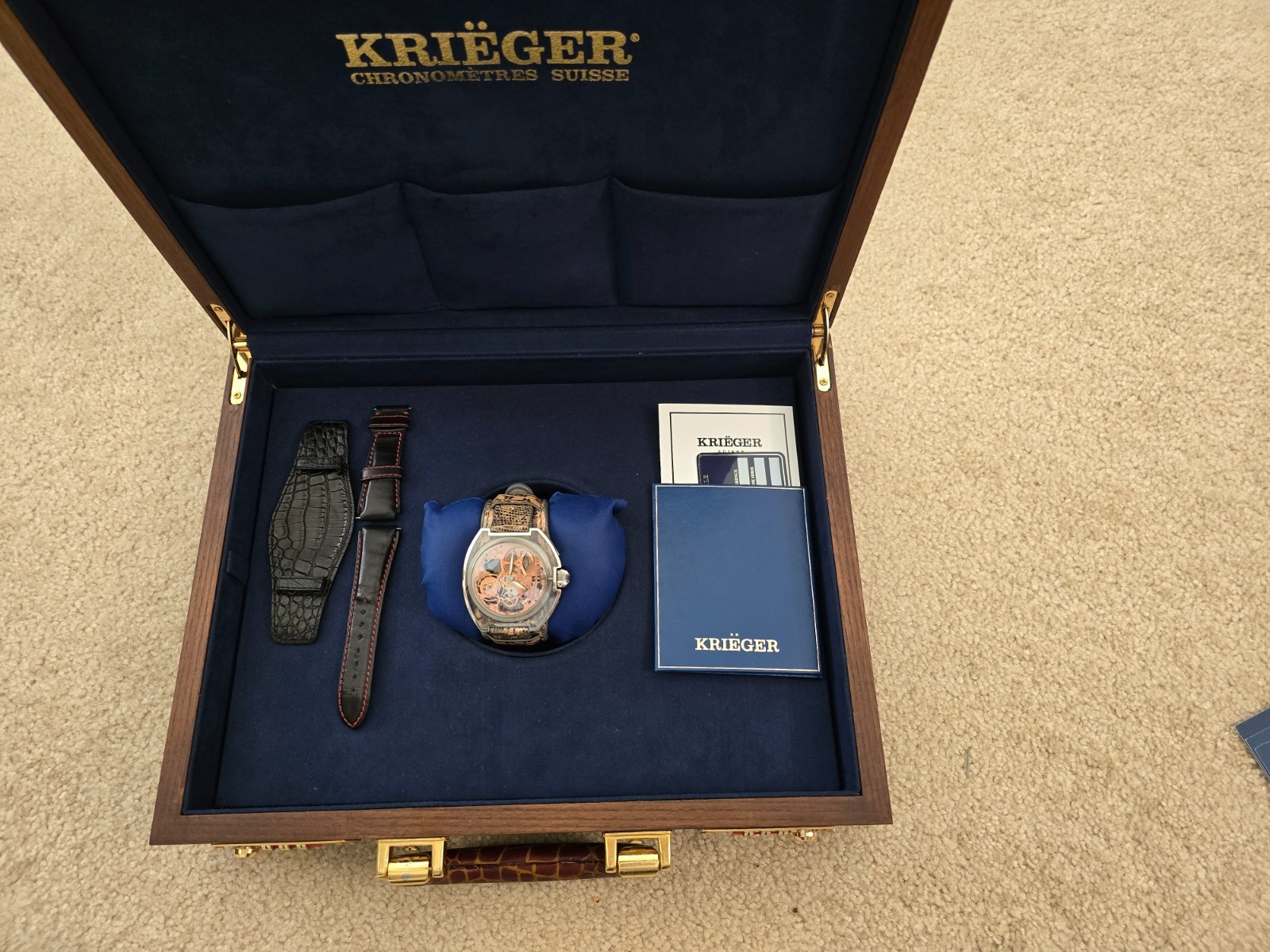 KRIEGER MYSTERIUM 48MM TRANSPARENT CASE SKELETON RARE MINT SET, 136/1000 LIMITED