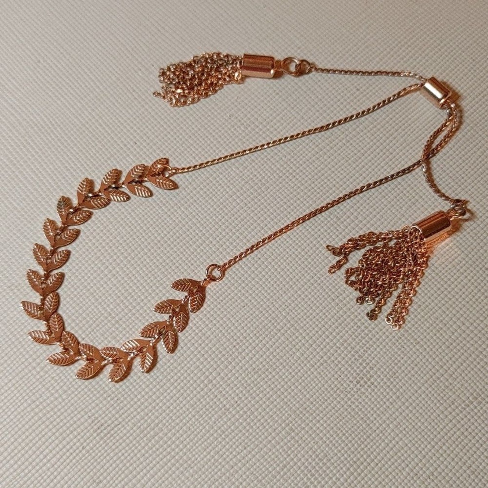 Rose Gold Adjustable Slider Chain Leaf Bracelet