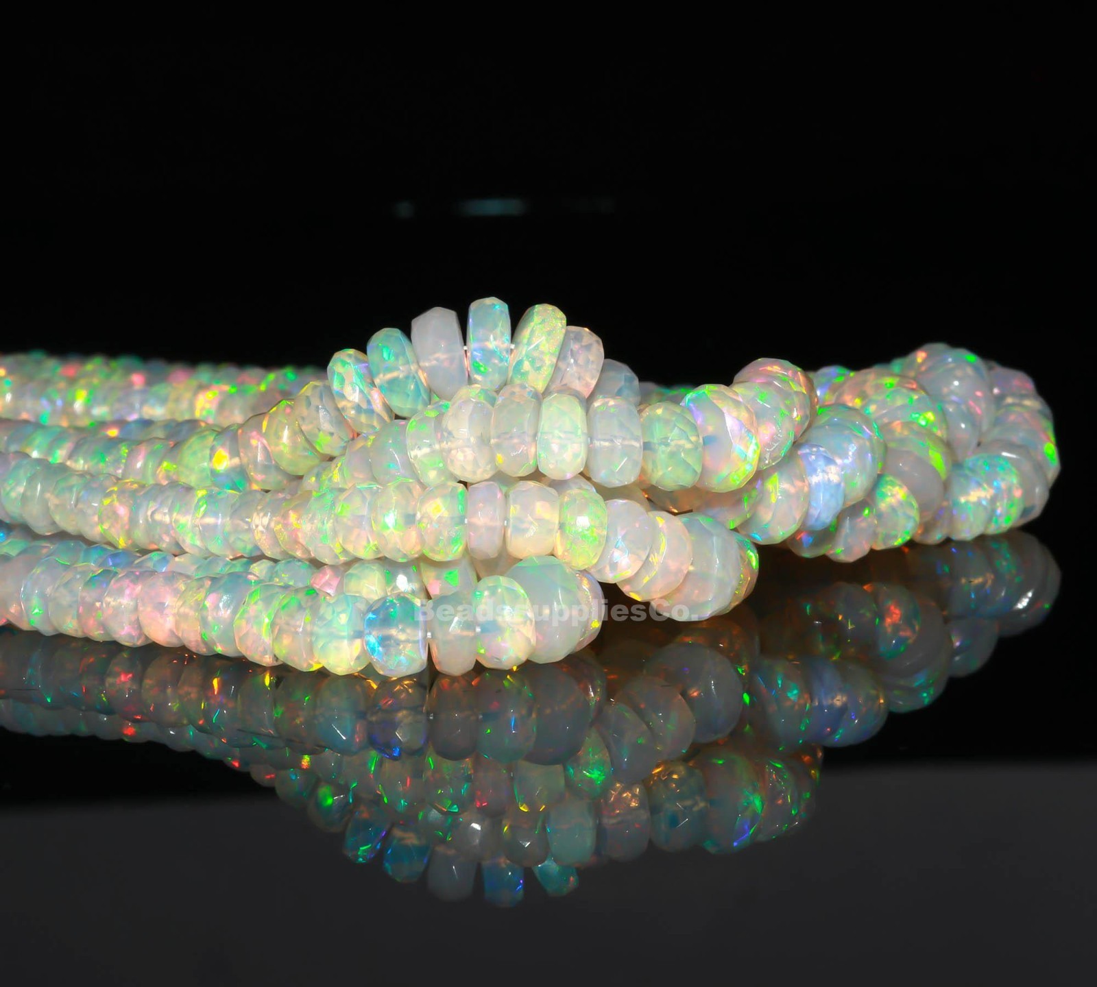 Faceted Ethiopian Opal Rondelle Beads: AAA+ Welo Opal