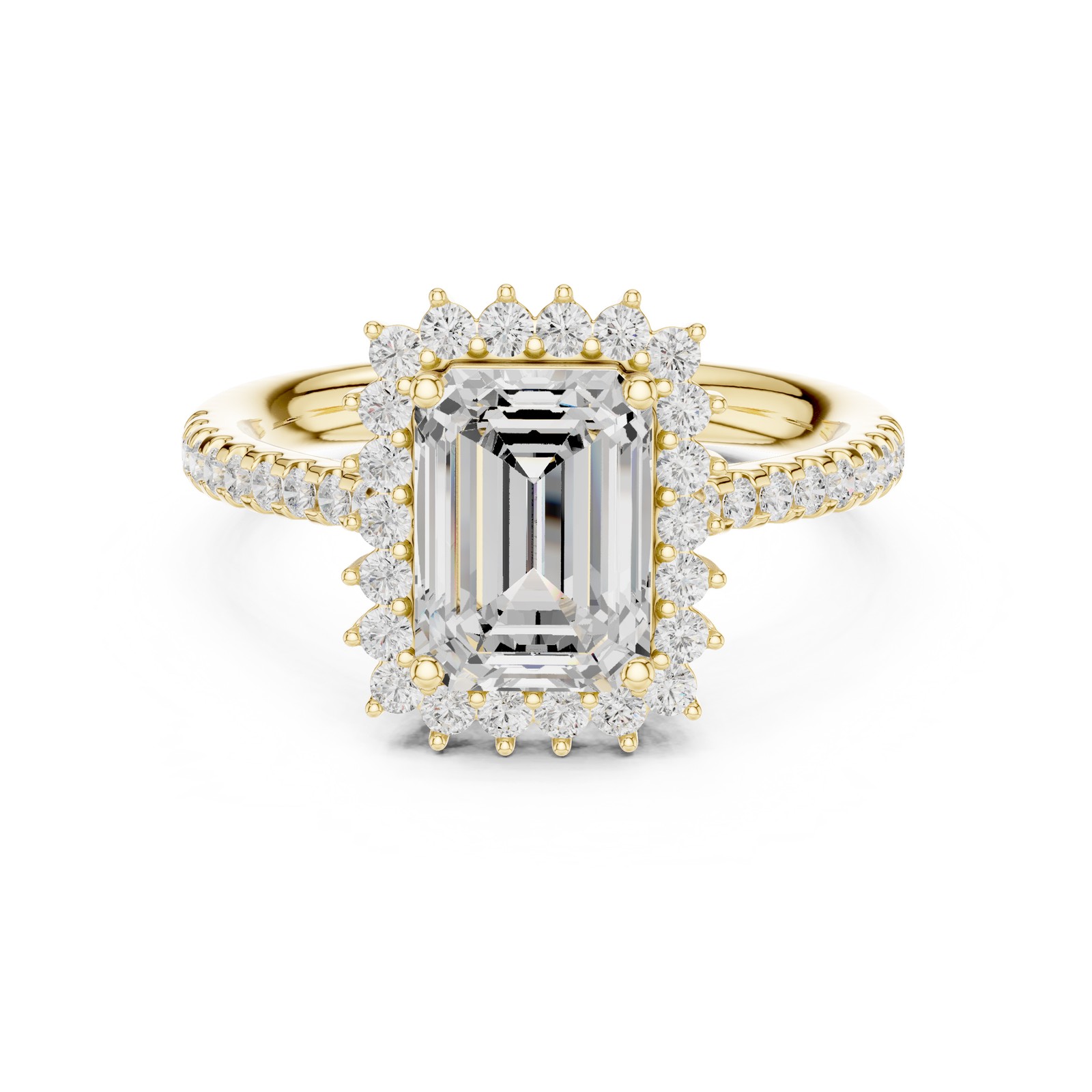 Certified Emerald Cut 2.3 Ct Lab Grown Diamond Engagement Ring 14K Gold Over