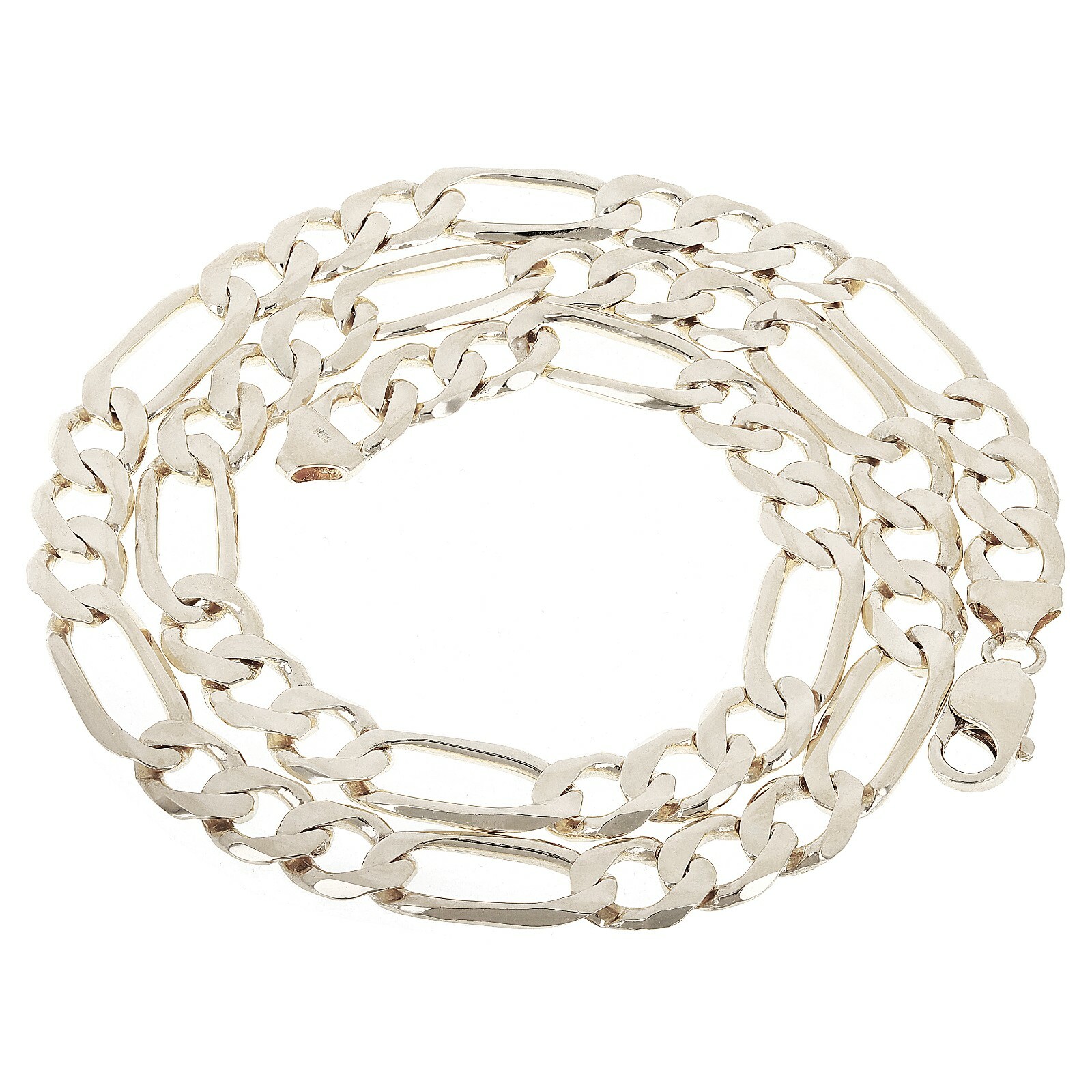 Men’s 10k White Gold Solid Figaro Chain Necklace 20″ 9.7mm 51.6 grams