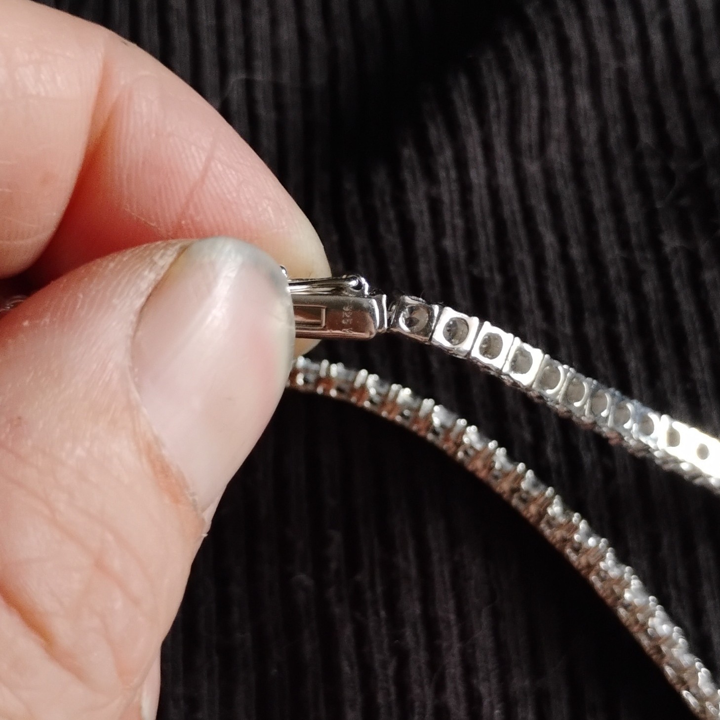 Silver 925 Moissi Rhinestone Tennis Chain And Braclet