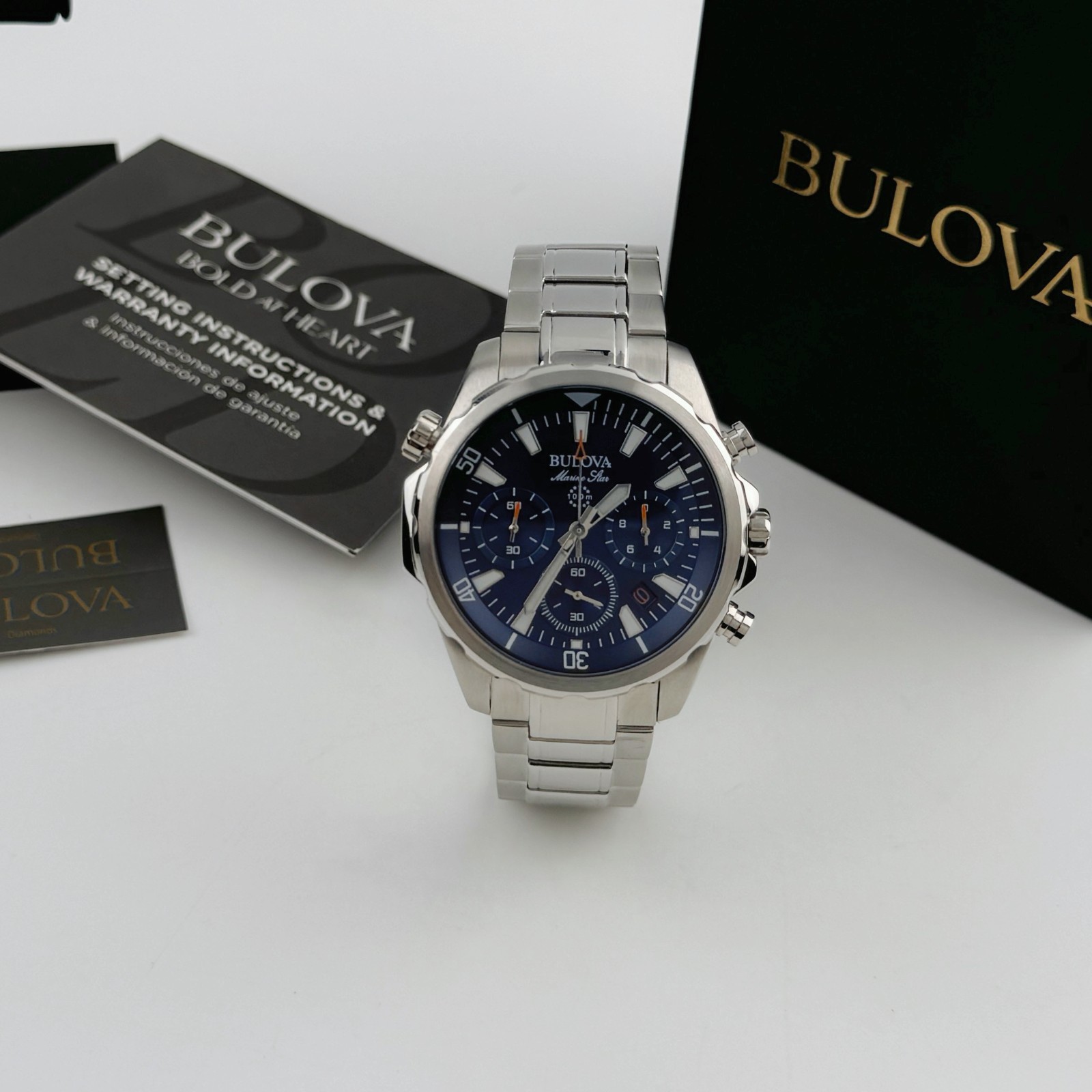 Bulova 96B256 Men’s Marine Star Chronograph Blue dial stainless Men’s Watch