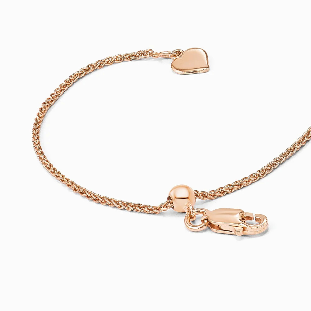 Sterling Silver Adjustable Rose Gold-Plated 1.3mm Spiga Chain Necklace 22″-30″