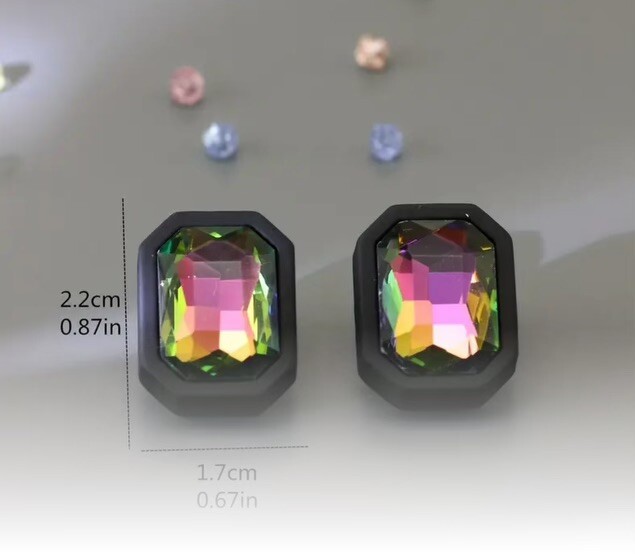 Beautiful Black Multi Color Glass Stone Earrings