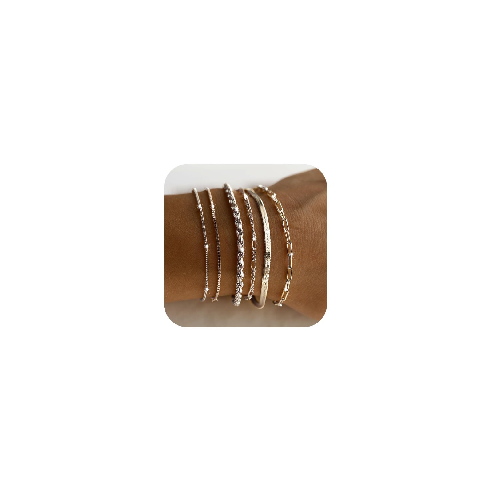 Waterproof Gold Bracelet Set for Women – Non-Tarnish Cuban Paperclip Chain, Stac