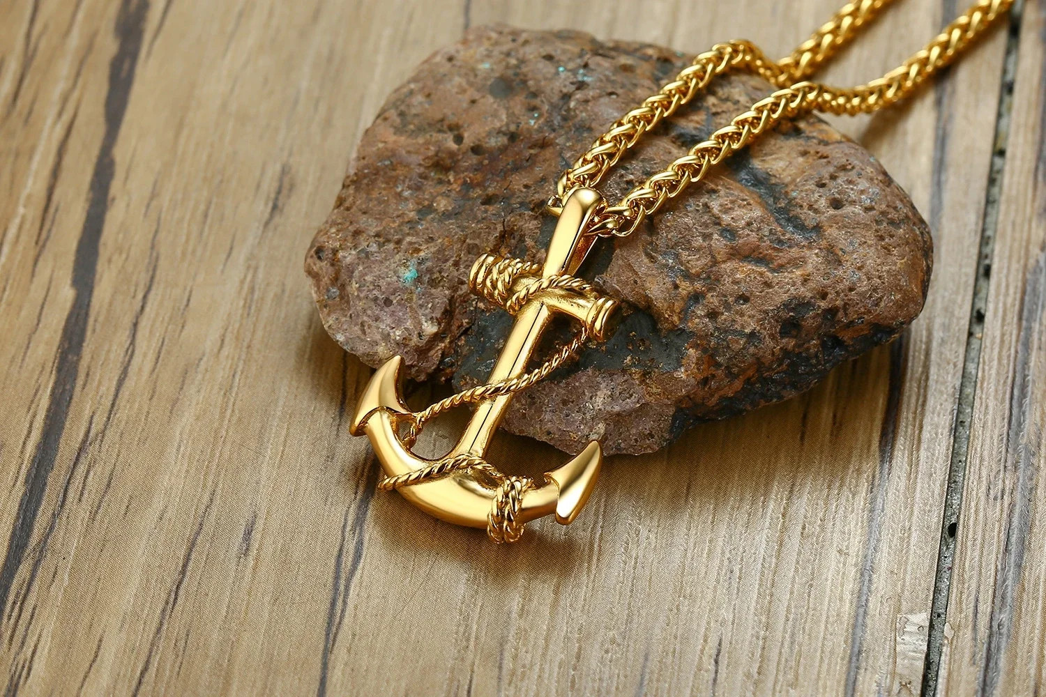 Sea Anchor Pendant Necklace Men Punk Rock Hip Hop Jewelry Gift