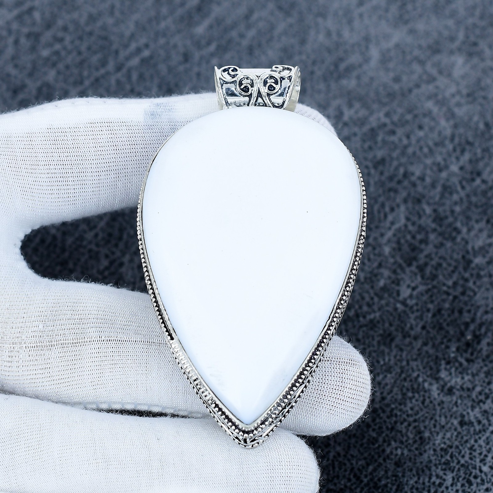 White Coral, Big Size Gemstone Handmade 925 Sterling Silver Jewelry Big Size