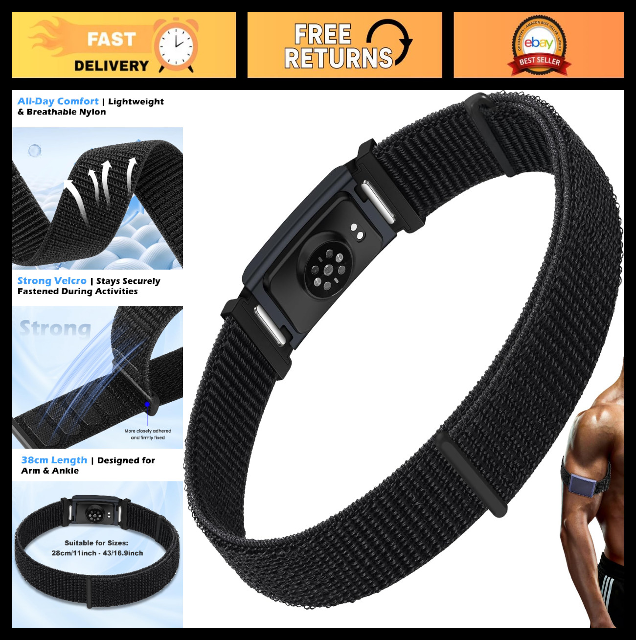 Breathable Nylon Loop Sport Strap for Amazfit Helio – Adjustable Lightweight Rep
