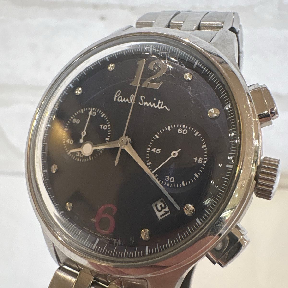 Paul Smith Chronograph Men’s Watch Black Dial Silver SS Working From Japan