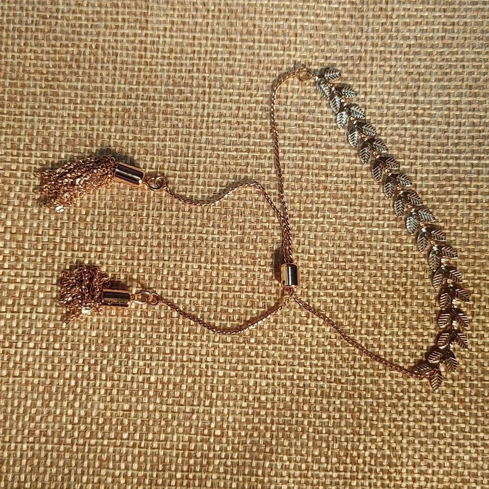Rose Gold Adjustable Slider Chain Leaf Bracelet