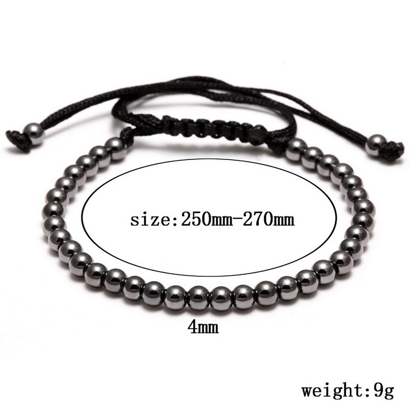 Hot Charms Punk Unisex Women Mens Leather Macrame Bracelet 18K 4MM Beads Jewelry