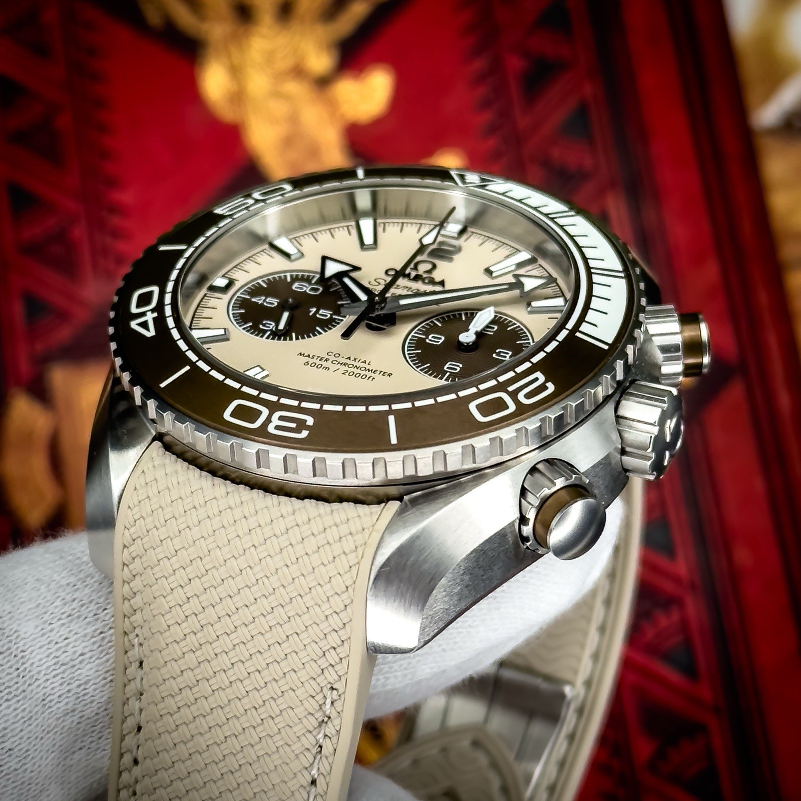 Omega Seamaster Planet Ocean Chronograph Beige Dial 45.5mm 215.32.46.51.09.001