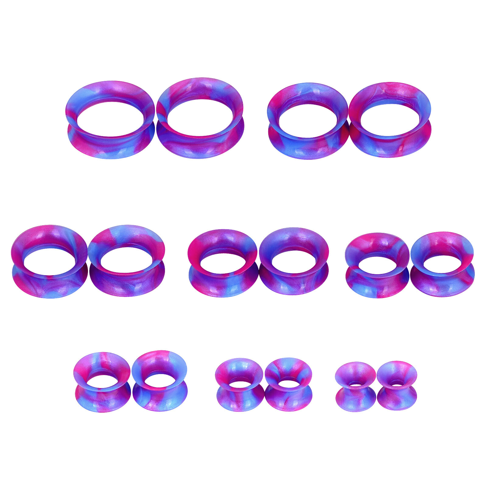 Pair of Silicone Ear Gauges-Thin Earskins Flexible Flesh Tunnels-Soft Ear Plugs