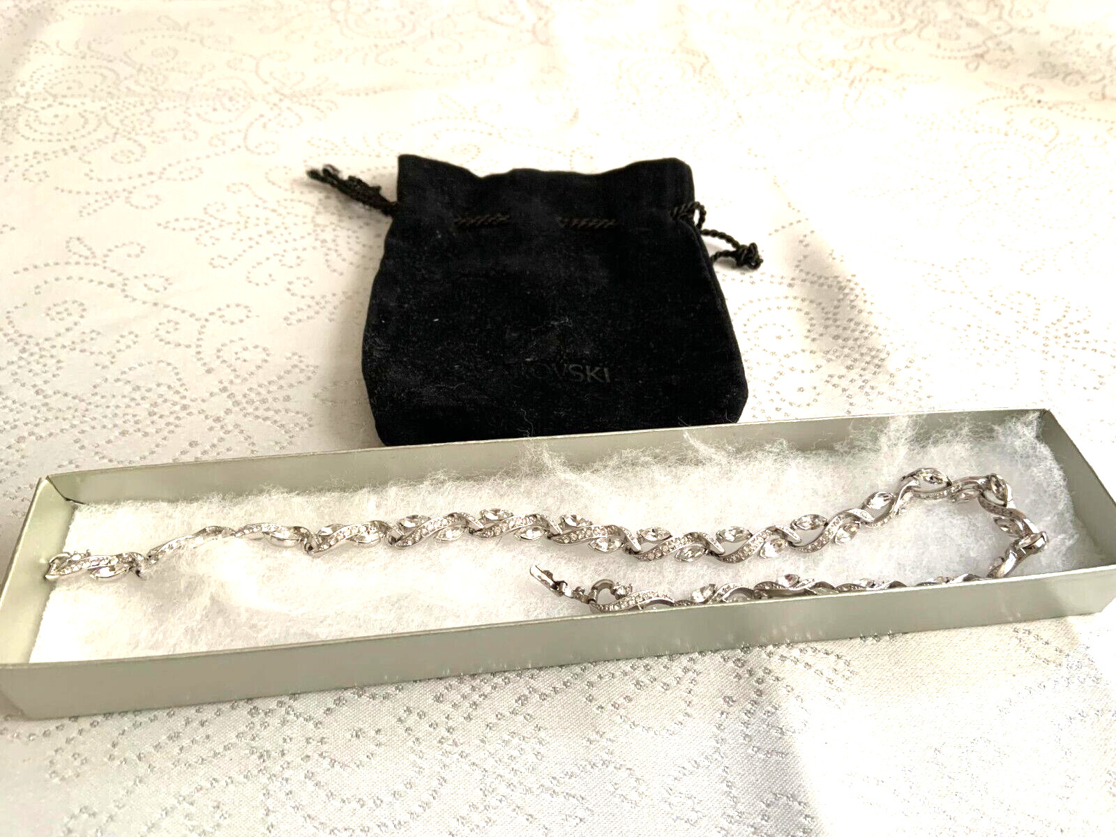18k white gold plated Swarovski crystal necklace party wedding 15 ” luxury
