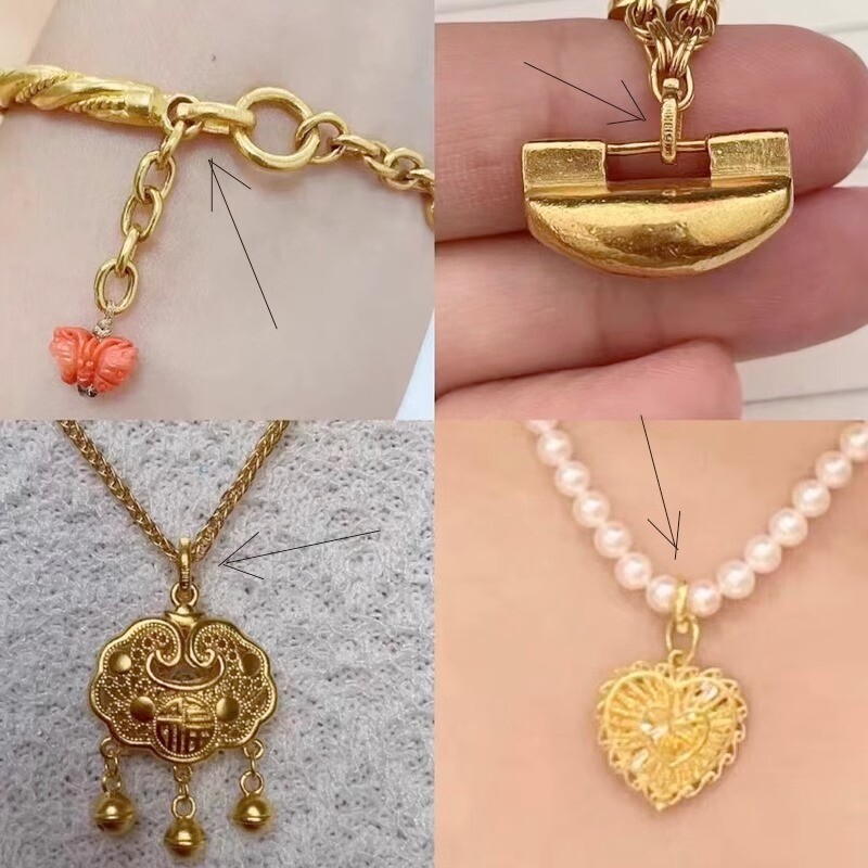 1pcs Pure 18K Yellow Gold Au750 Oval Clasp Connector for Bracelet or Necklace