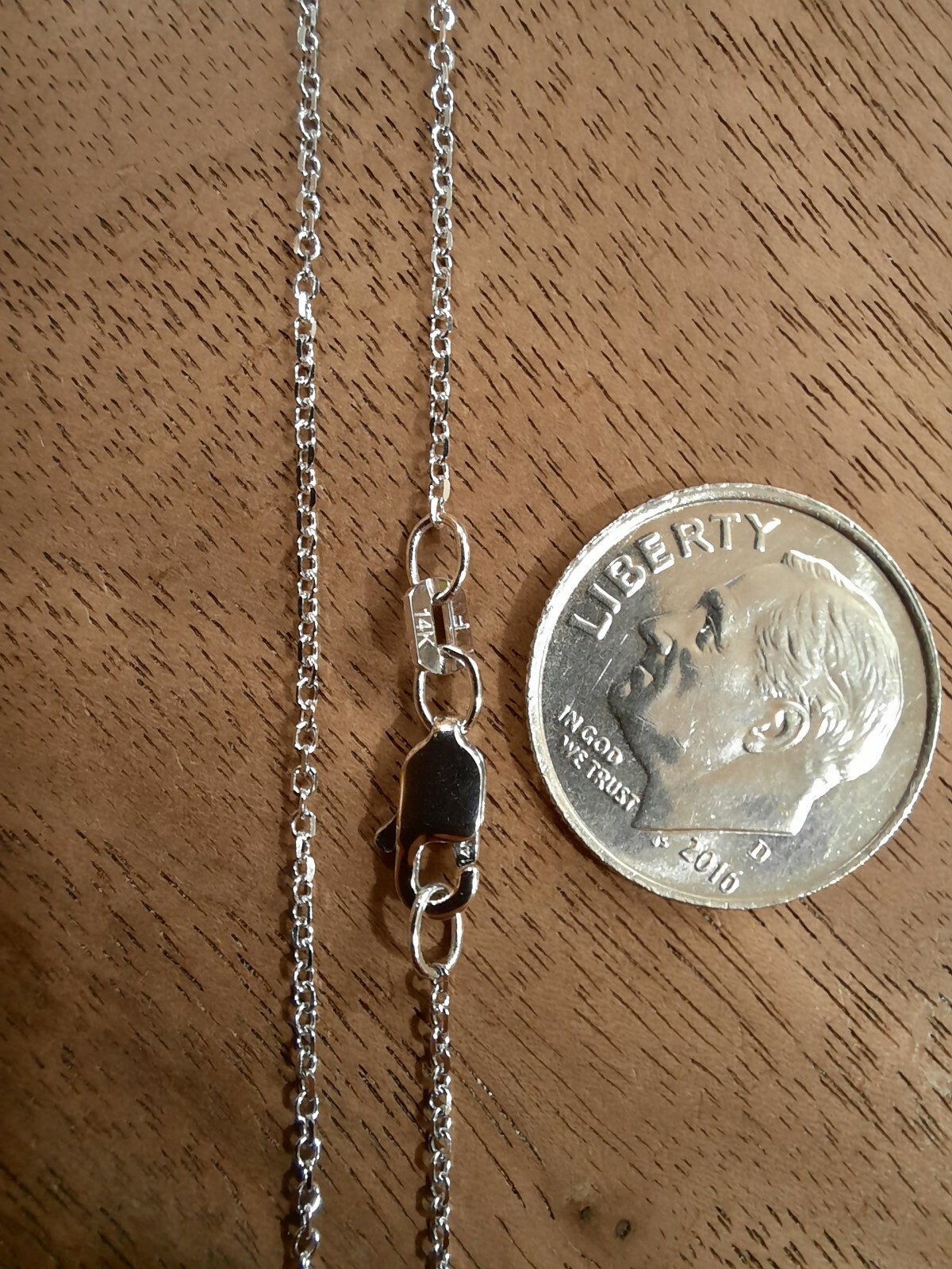 16.25″ / 18.25″ Adjustable 14K White Gold 1.0mm Rolo Chain Necklace – 1.47 grams