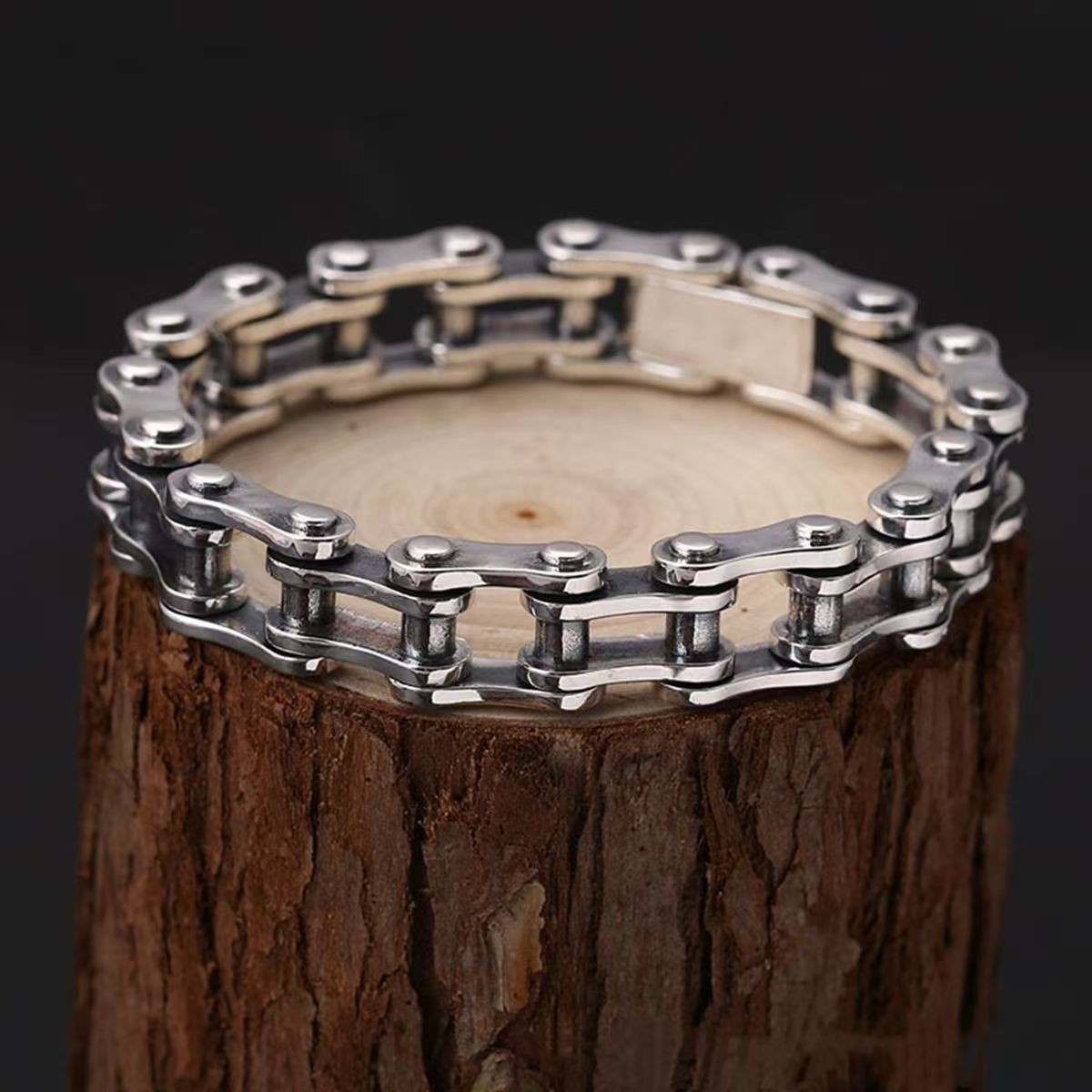 925 Sterling Silver Bracelet for Men Women, Bicycle Chain Style, 10mm/20cm