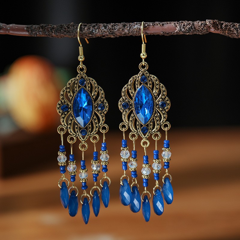 6 Pairs Bohemian Style Tassel Earrings Perfect Natural Stone Jewelry Gift