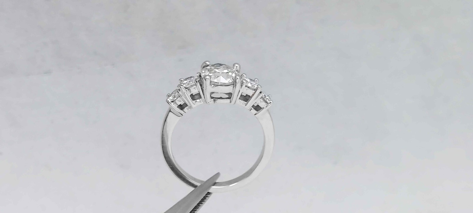 1.90Ct Genuine Natural 5 Round Diamond Engagement Ring In Solid 14K White Gold