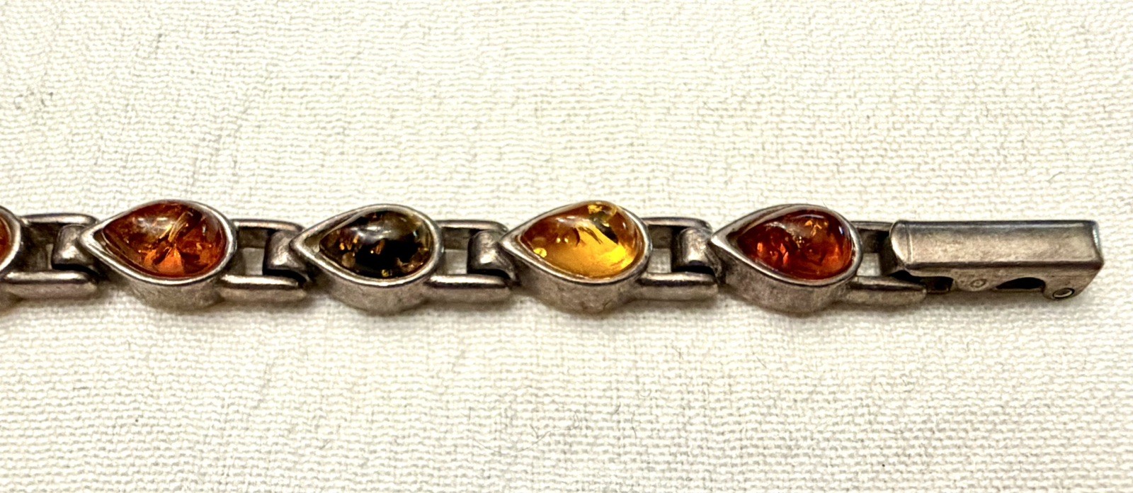 925 Sterling Silver Amber gemstones Bracelet shades of Amber Yellow Orange Brown