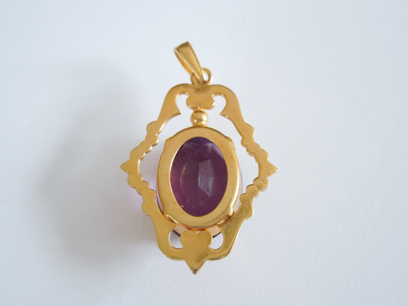 Pendant Stone Purple Color Gold Punze Vintage Fashion 0.3oz/1 13/16x1in