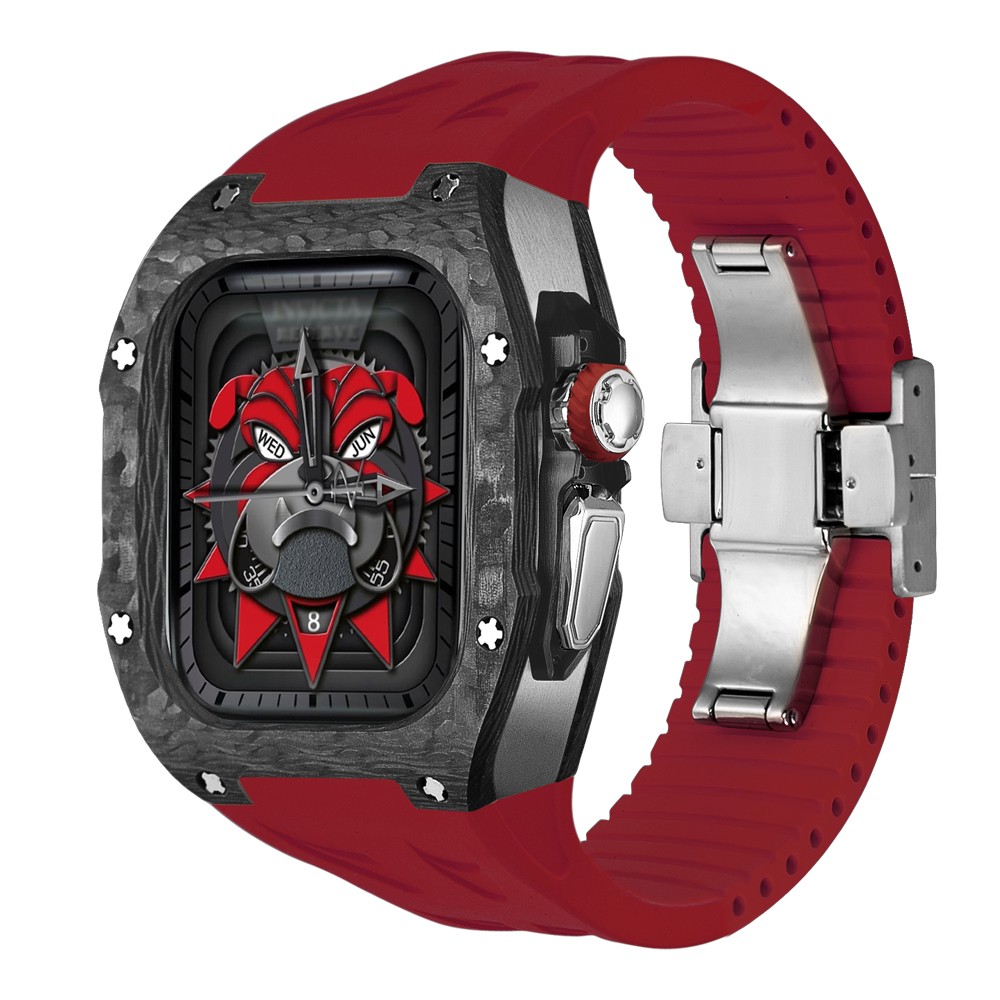 Luxury Titanium Carbon Fiber Case Rubber Band Mod Kit For Apple Watch Ultra 49MM