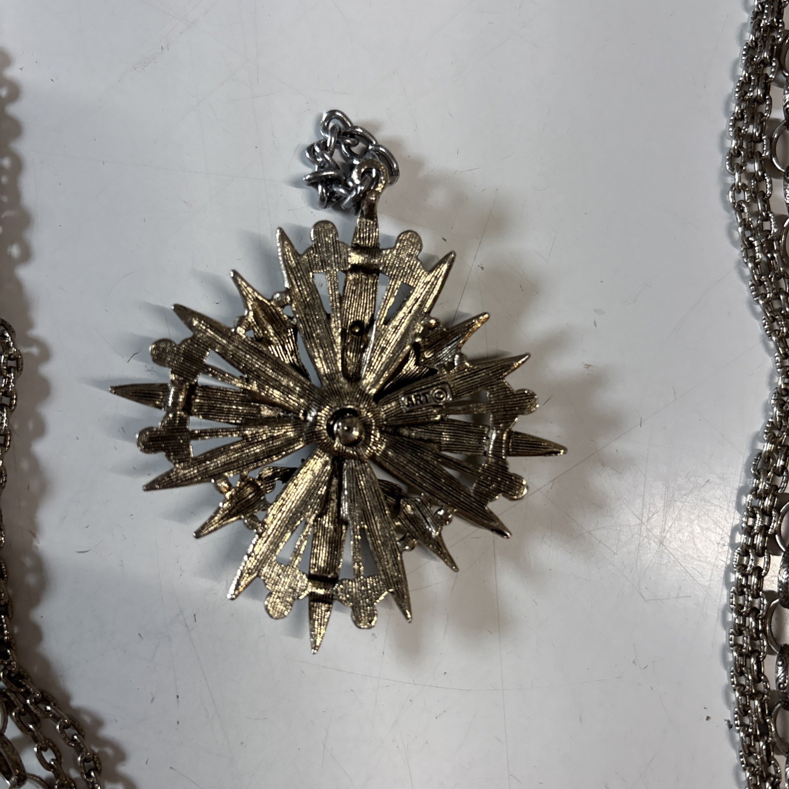 Vintage ART Arthur Pepper Maltese Cross military crown eagle Pendant Necklace 28