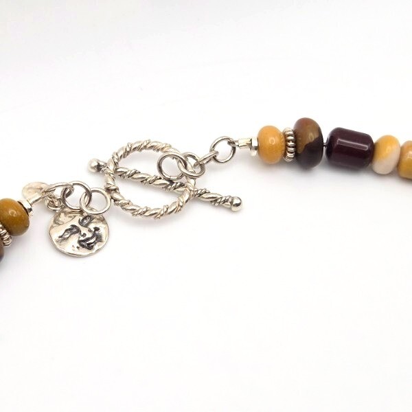Artisan Crafted Polished Mookaite Jasper 925 Sterling Silver Necklace Handmade