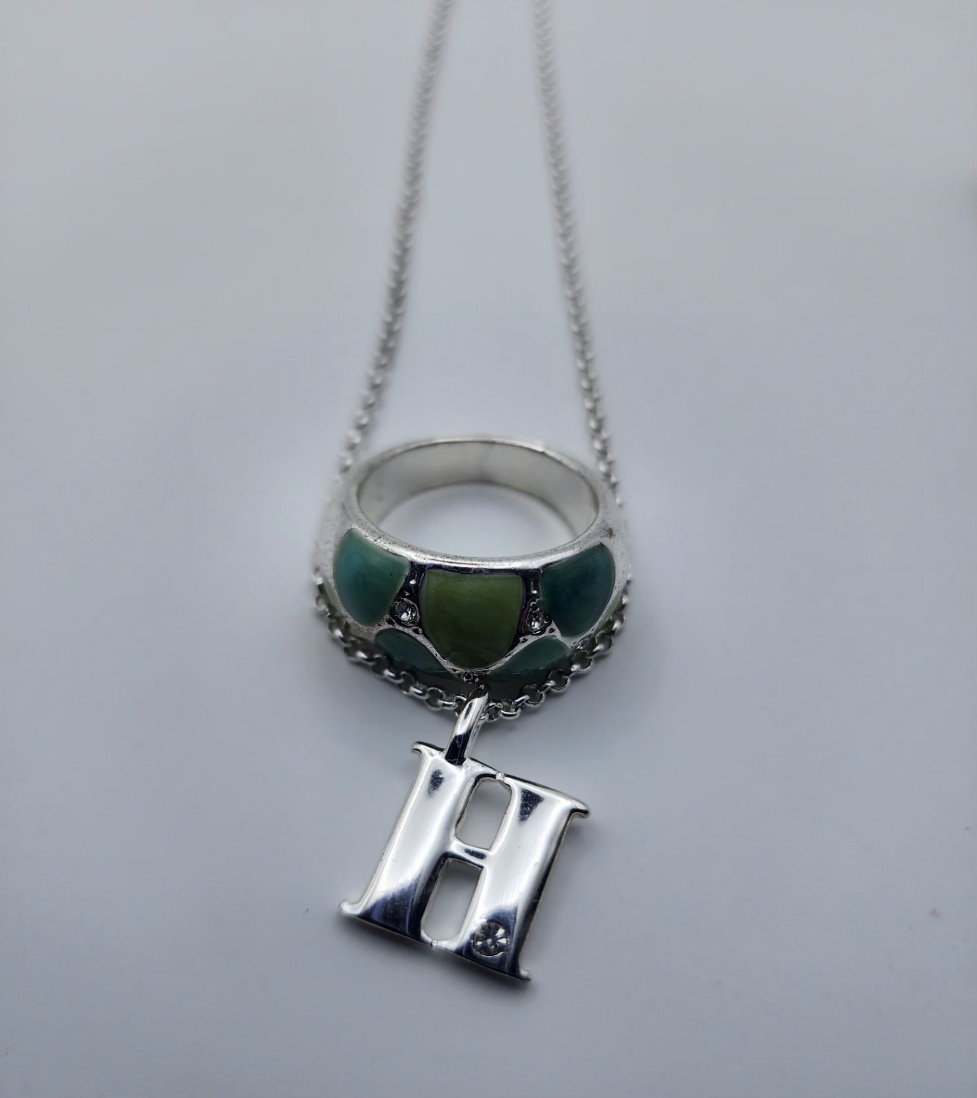 Silver Tone Necklace and Ring Set