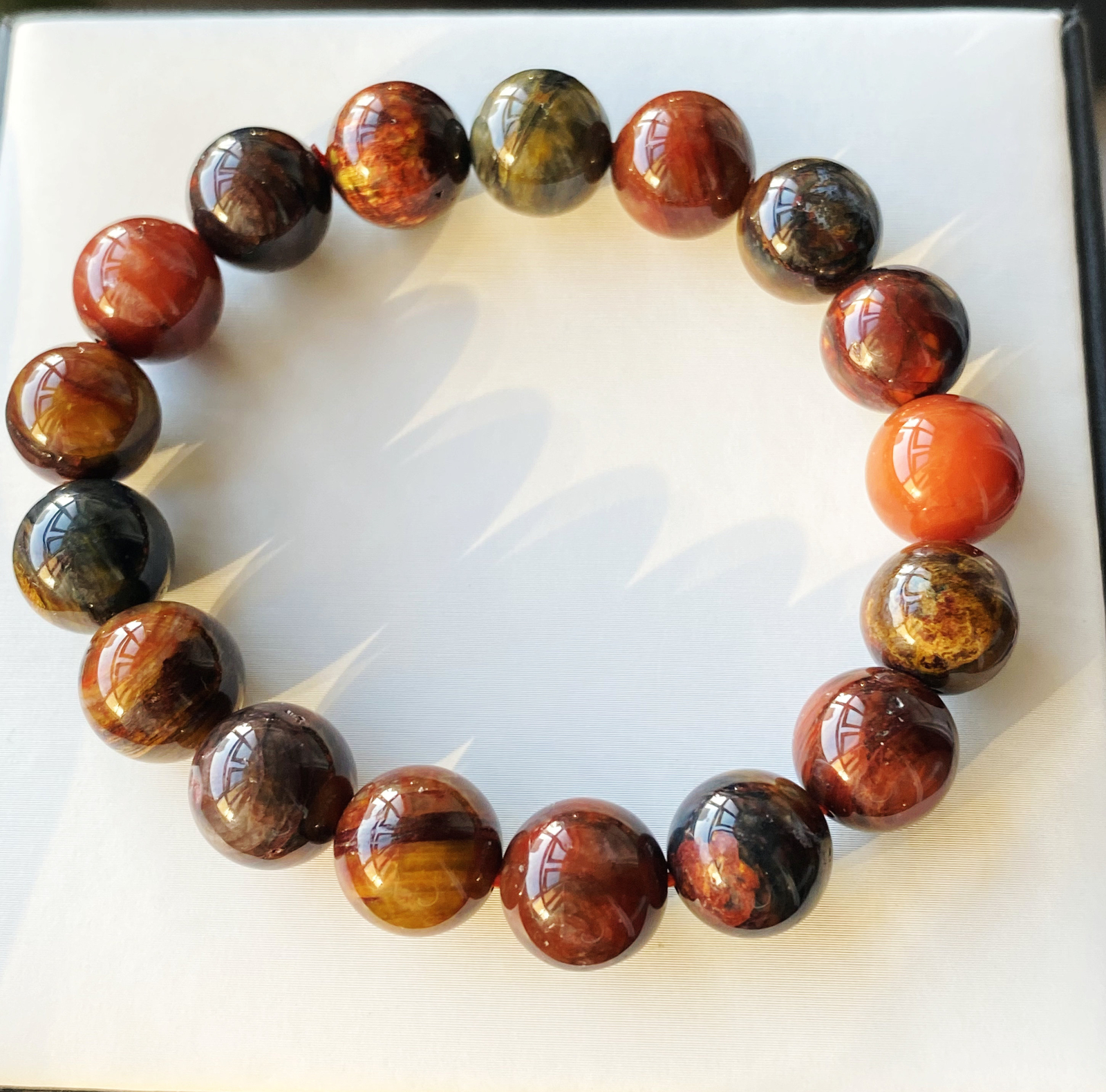 11.8mm Natural Color Pietersite Namibia Gemstone Beads Bracelet 1329