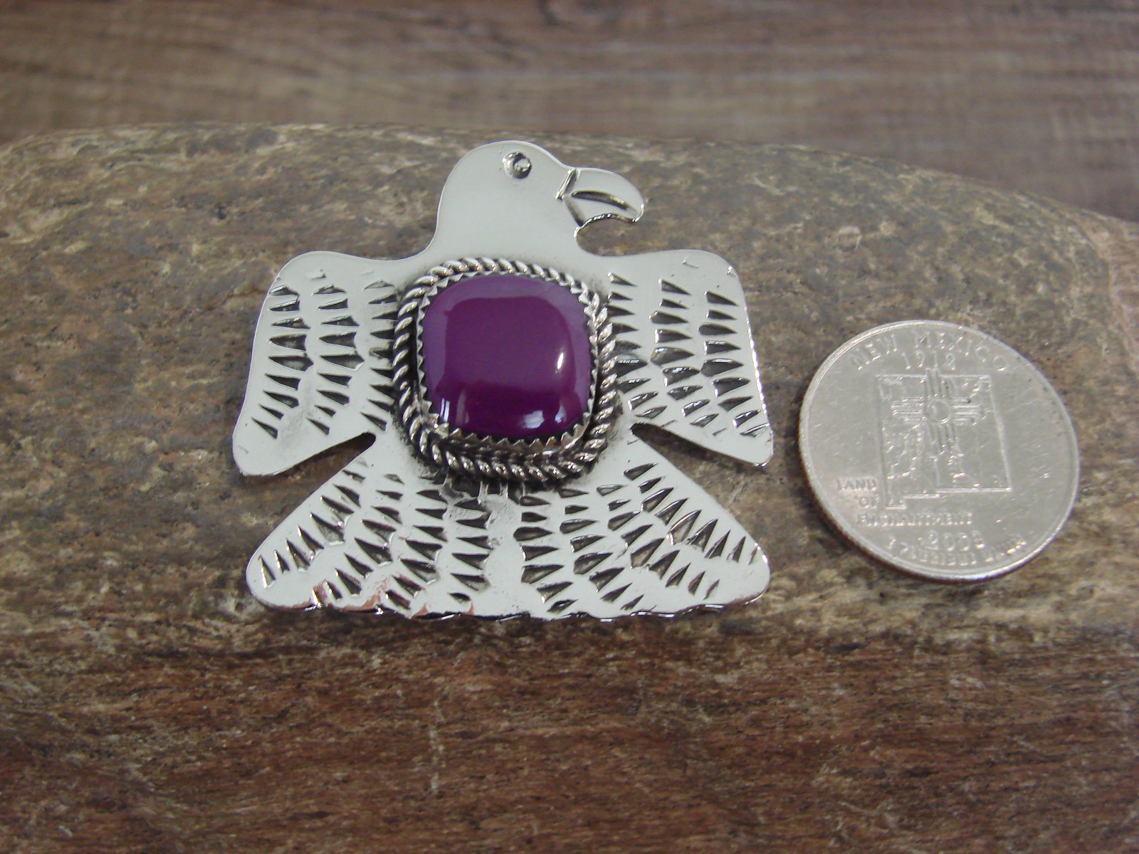 Native American Nickel Silver & Purple Spiny Oyster Eagle Pendant – Cleveland