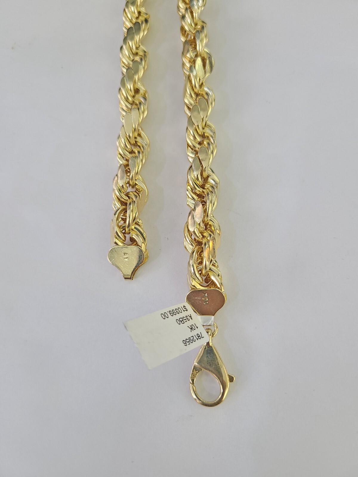 10K Yellow Gold Rope Chain Mens Necklace 10mm 18″ 22″ 24″ 26″ 28″ 30″ Inch