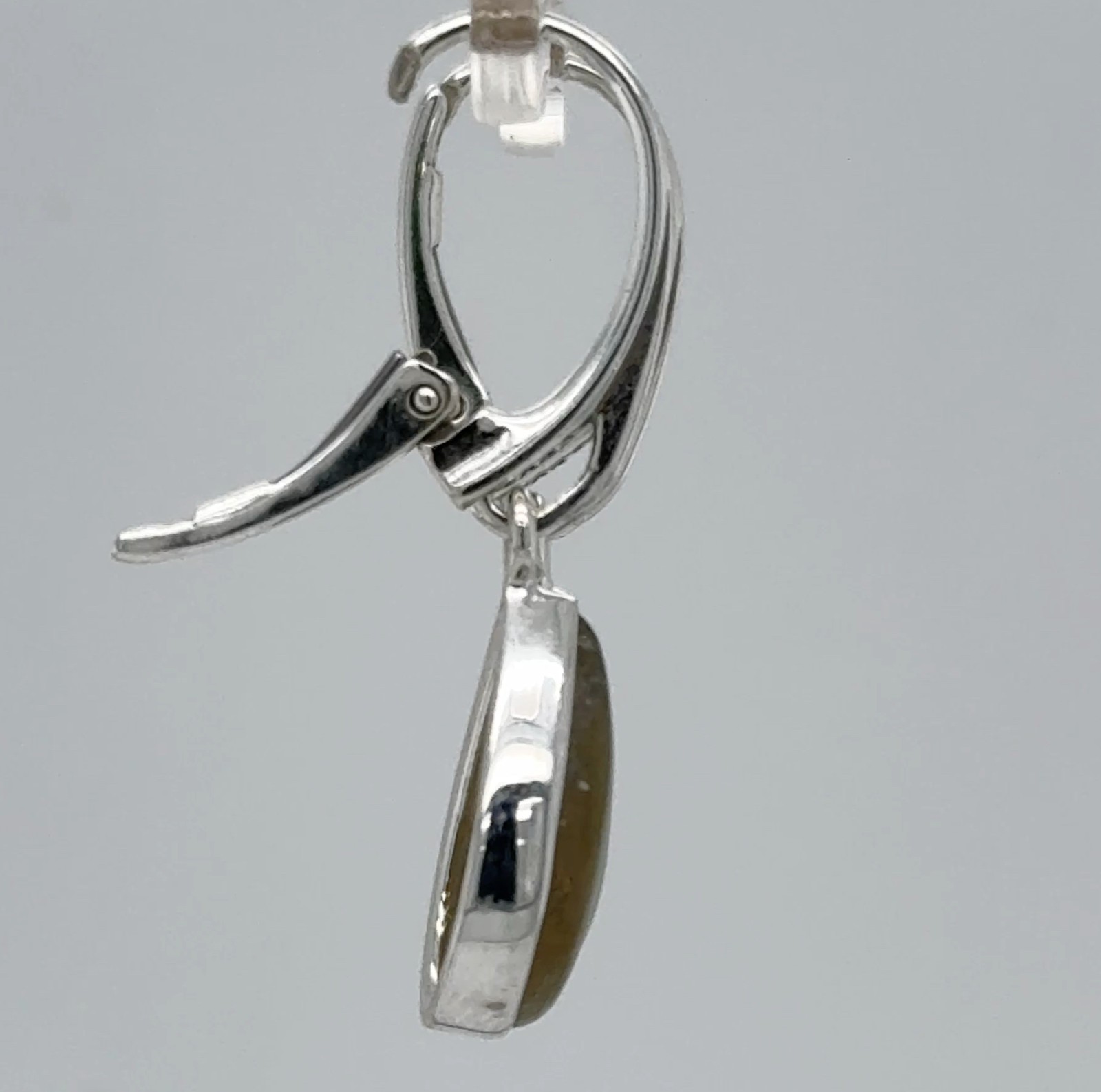 925 Sterling Silver – Pear Labradorite Drop Leverback Earrings Gemstone #64
