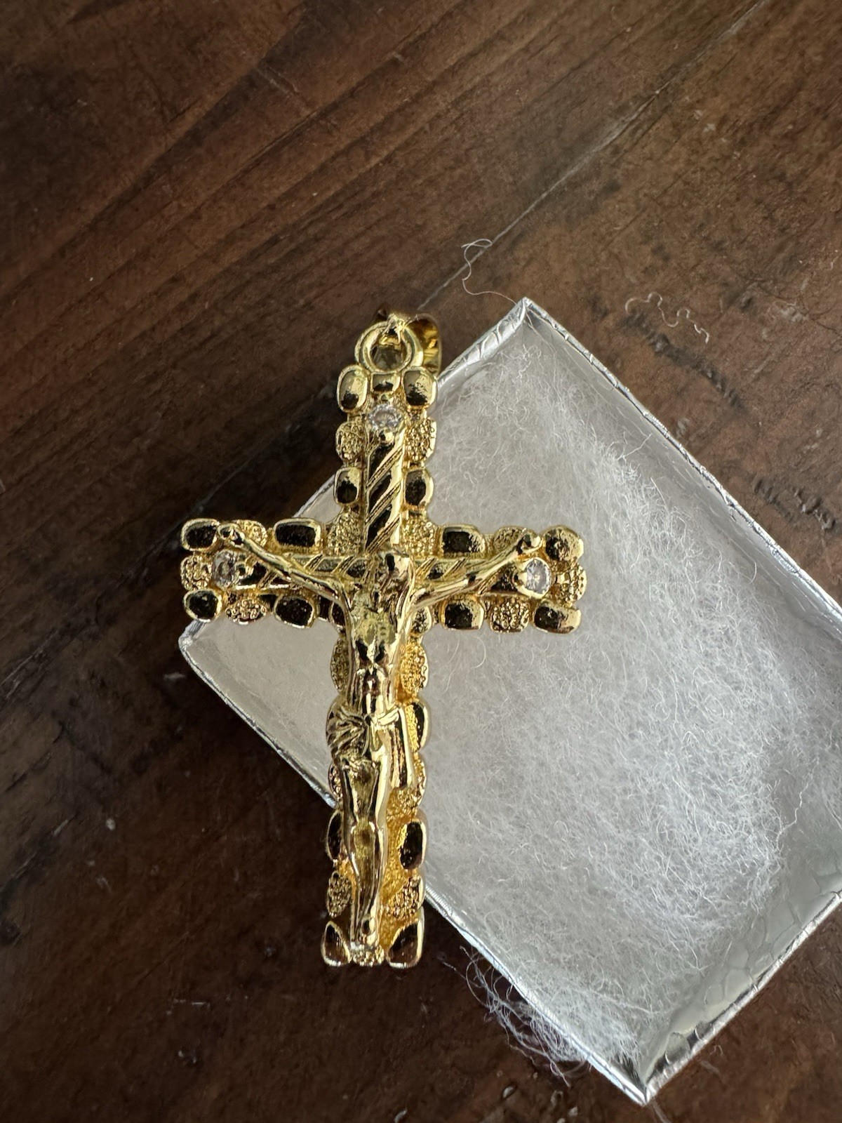 14k Gold Plated Over Silver Cross Pendant For Chain