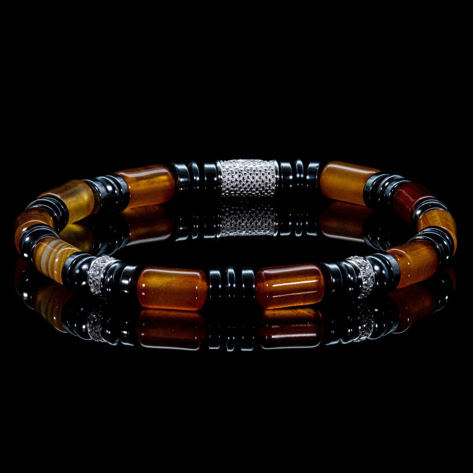 Pearl Bracelet Red Agate Beads 6mm 925 Sterling Silver MPIII