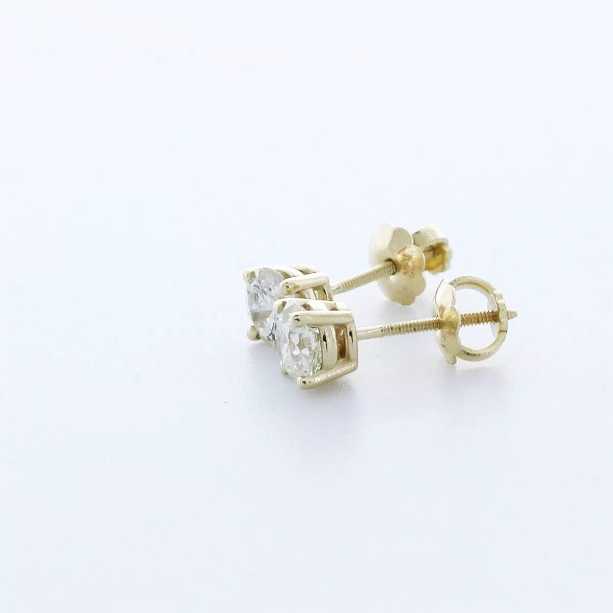 Stud Earrings Solid 14K White Gold Classic 1.11 CT Round Natural Diamond H SI2