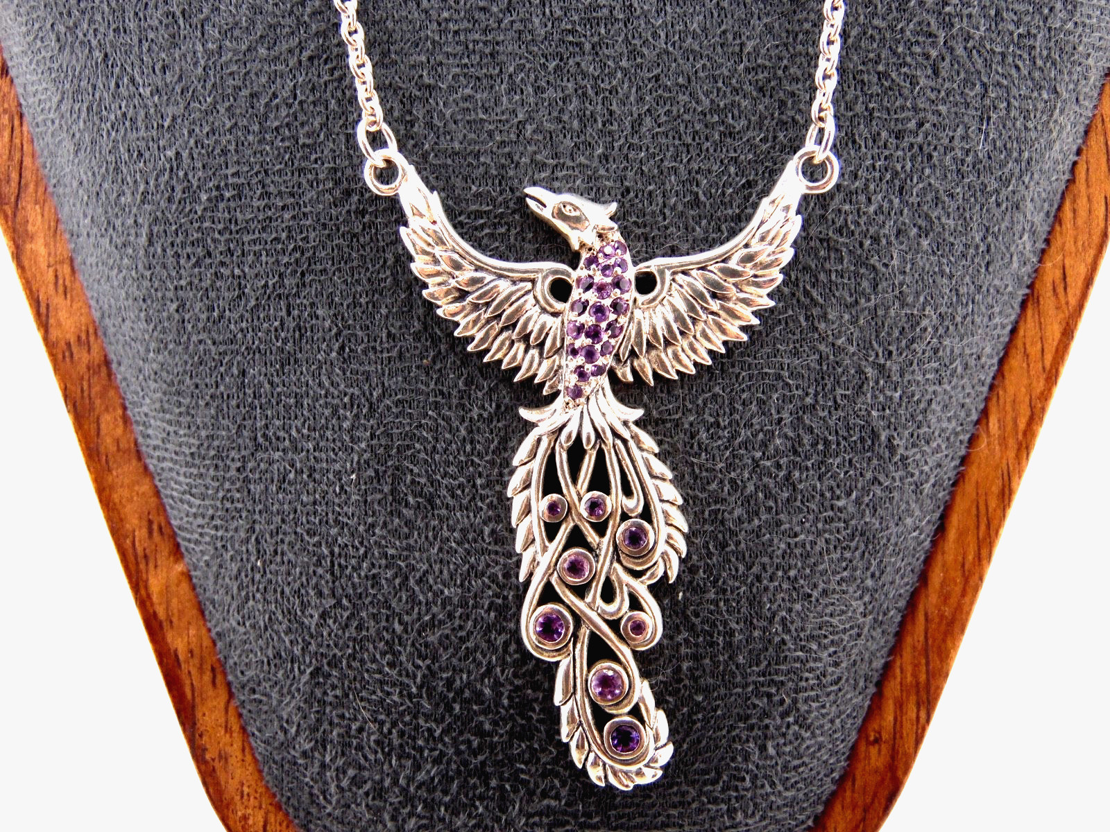 Peter Stone Sterling Phoenix Necklace Pendant “Honor Thy Flying Phoenix” 925