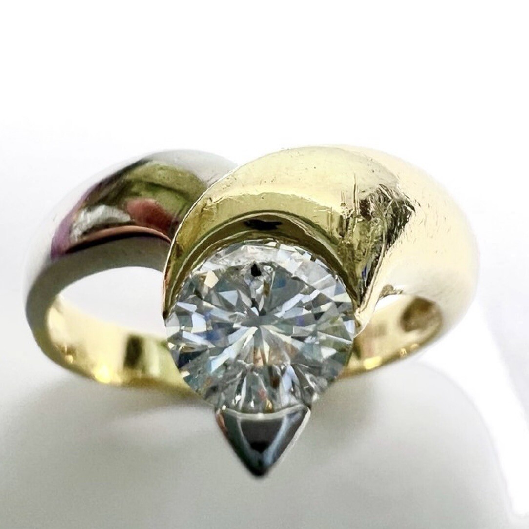Ring 750 Gold 0.70 ct. Diamond Size 59/ 18.8mm 5.9 Grams G/P Excellent Condition