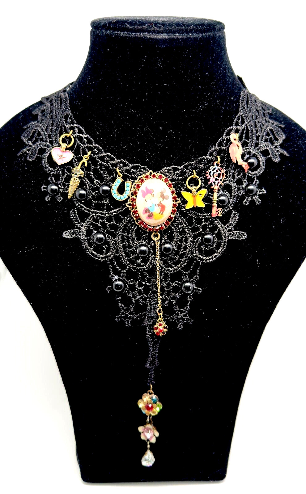 Beautiful Necklace Fabric Choker With Colorful Crystals By Michal Negrin #59#