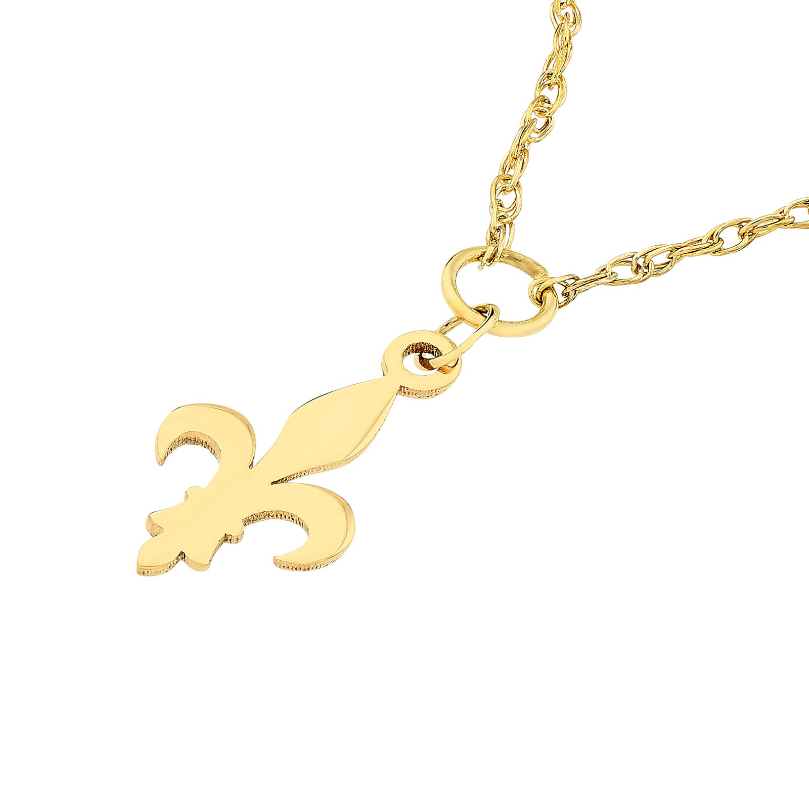 Mini Fleur De Lis Adjustable Chain Necklace Real 14K Yellow Gold Up to 18″