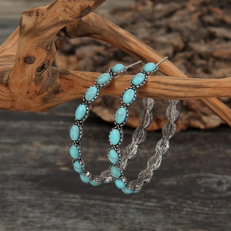 Turquoise Drop Dangle Earrings Beaded Flower Teardrop Jewelry