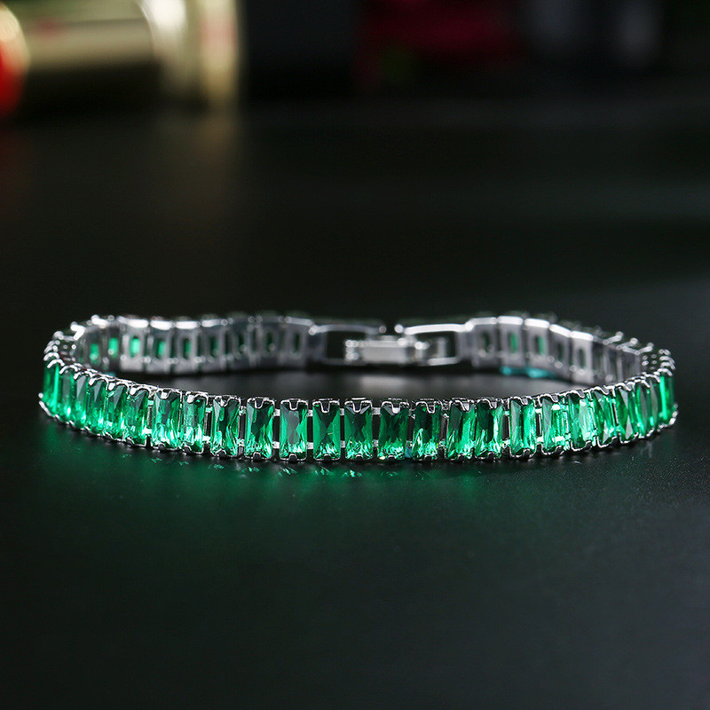 New Xmas Women Party Jewelry Green Citrine Gemstone Silver Bracelets Handchain