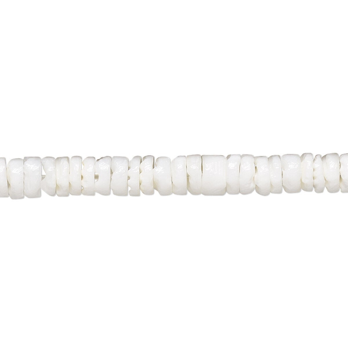 24-inch Strand Litob (Natural) Hand-Cut Heishi Shell Beads, Approx. 5-5.5mm diam
