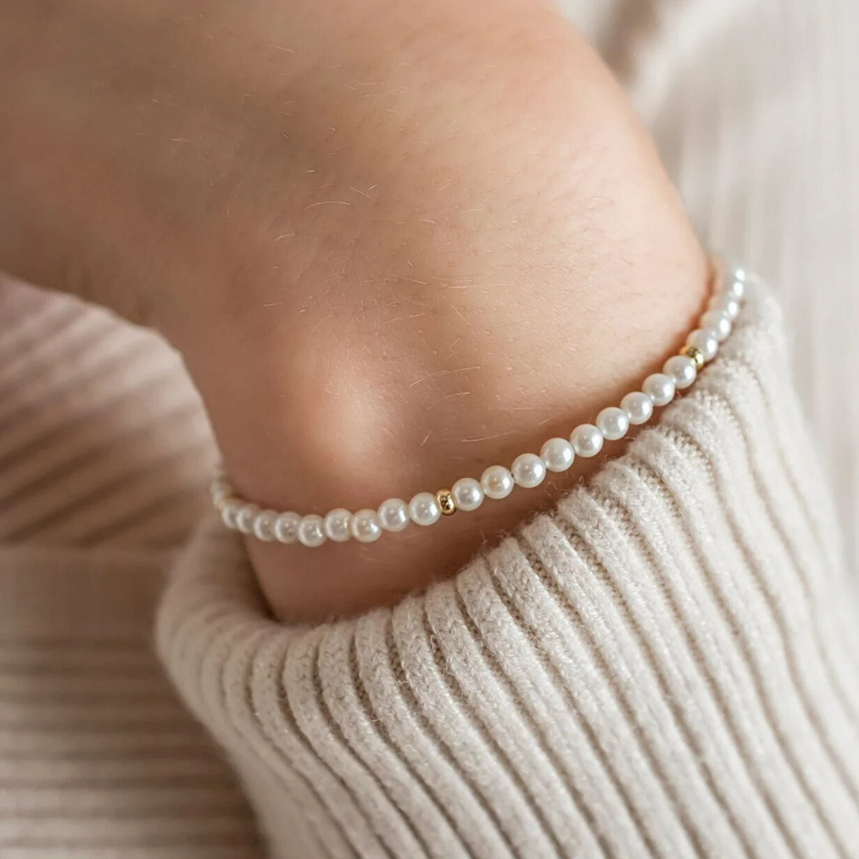 Natural Pearl 3mm Beads Minimalist Healing Reiki Dainty Women Girls Bracelet