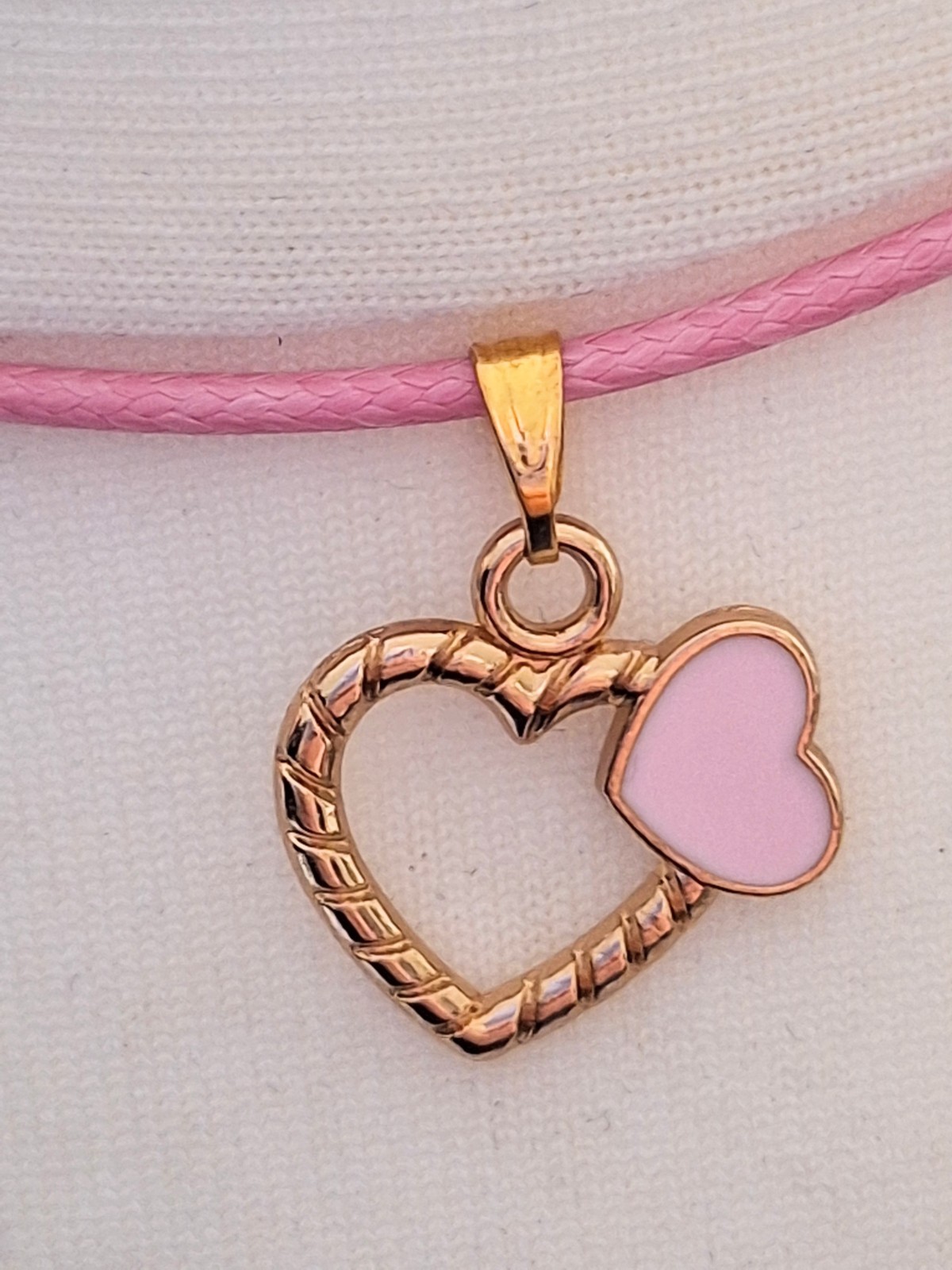 Baby Pink & Gold Tone Handmade Charm Cord Necklace Jewellery Birthday Gift