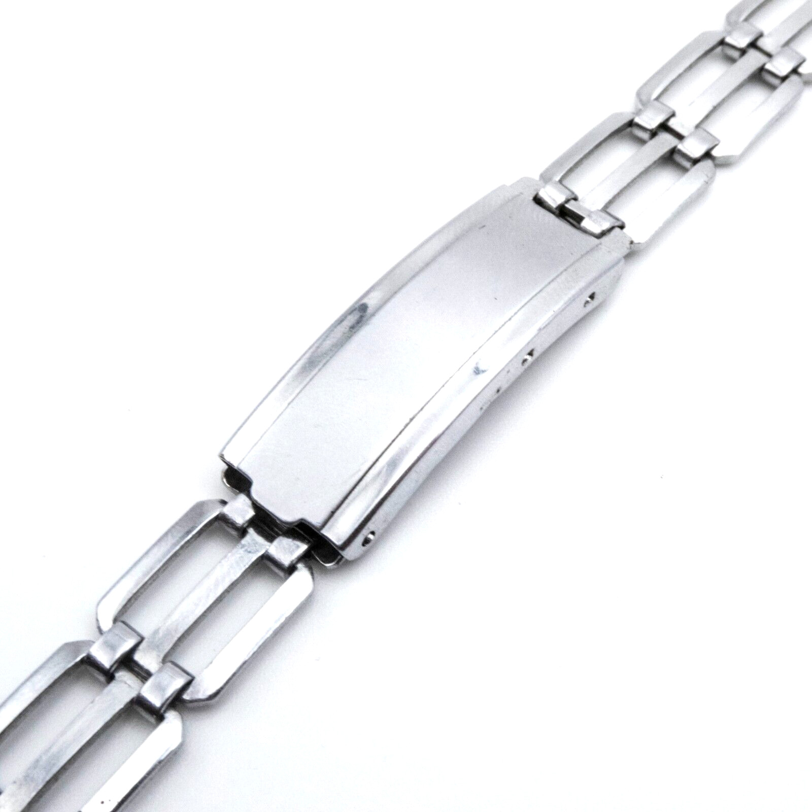 Vintage 17.0 mm Art Deco style open link wristwatch bracelet w/four-part clasp