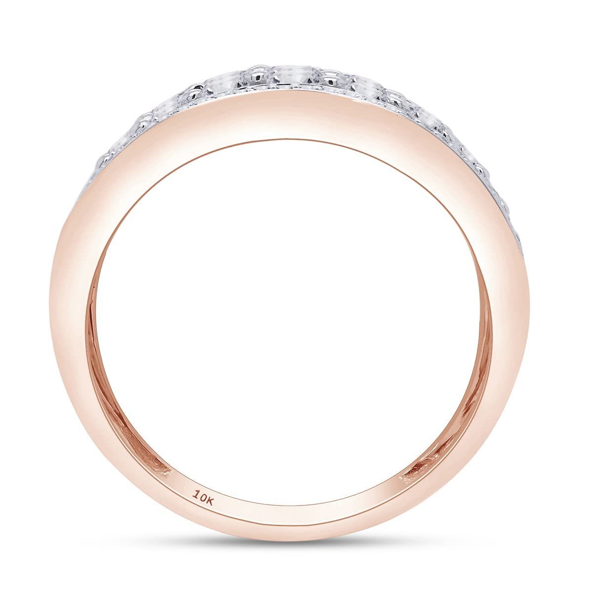 0.70 Ct Moissanite Four Row Wedding Band Ring For Women In 10K Or 14k Solid Gold