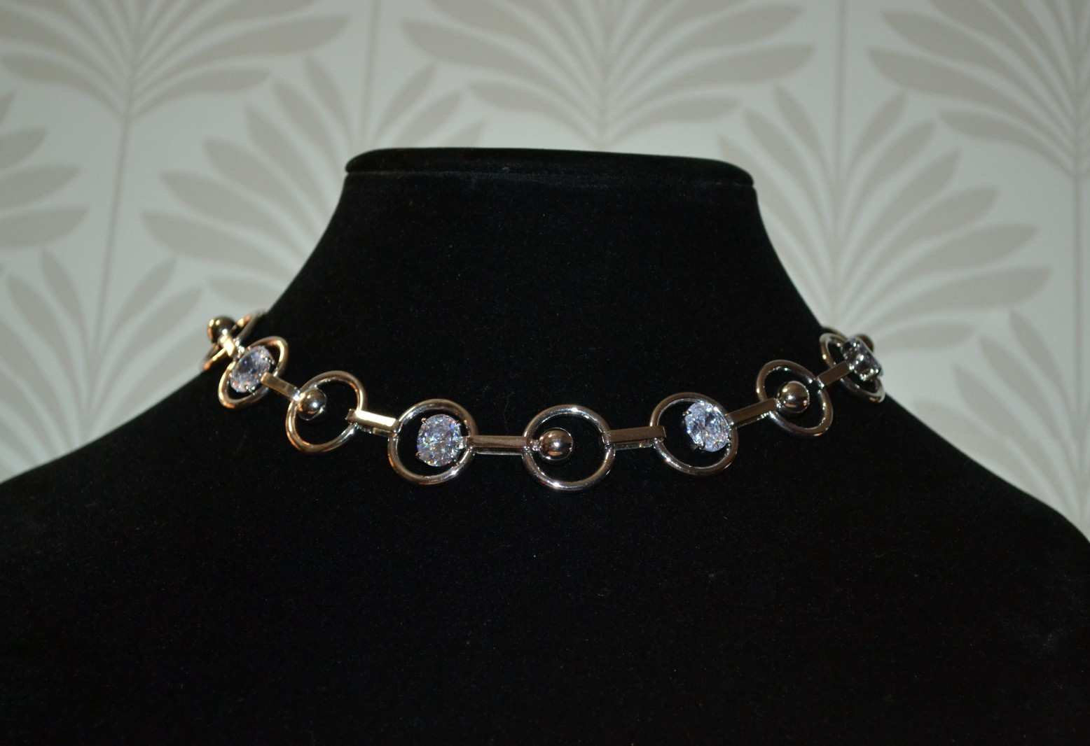 HENRI BENDEL SABRINA GEM COLLAR NECKLACE SILVER