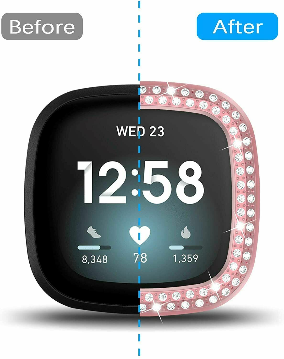 For Fitbit Versa 3 4 Sense2 watch Bling Protector Case Cover Bumper Screen Frame